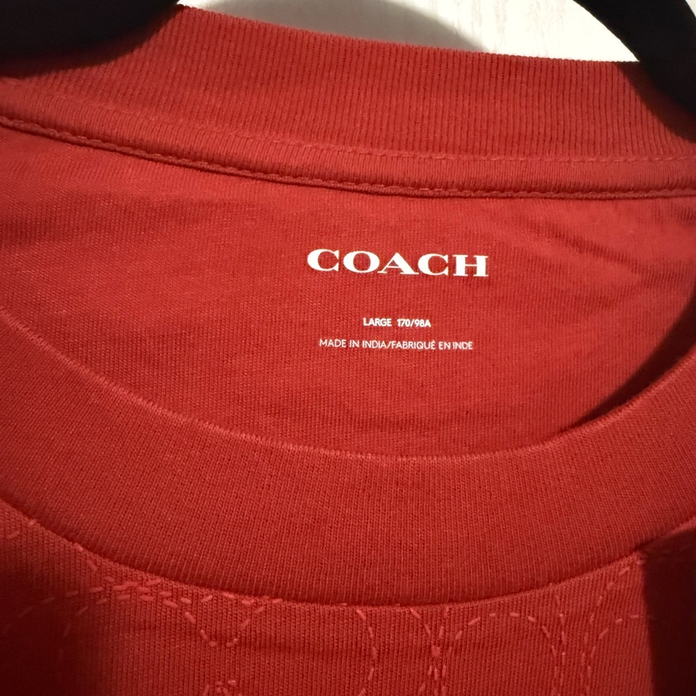 Coach Red Short Sleeve Logo Jacquard Tee - Picture 8 of 10